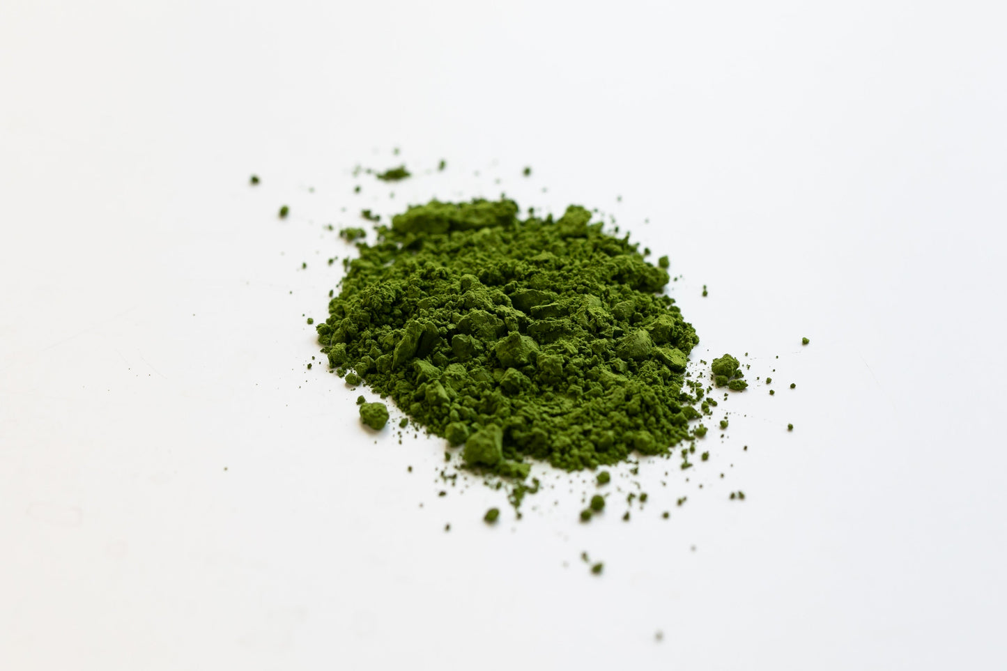 Matcha powder on a white background