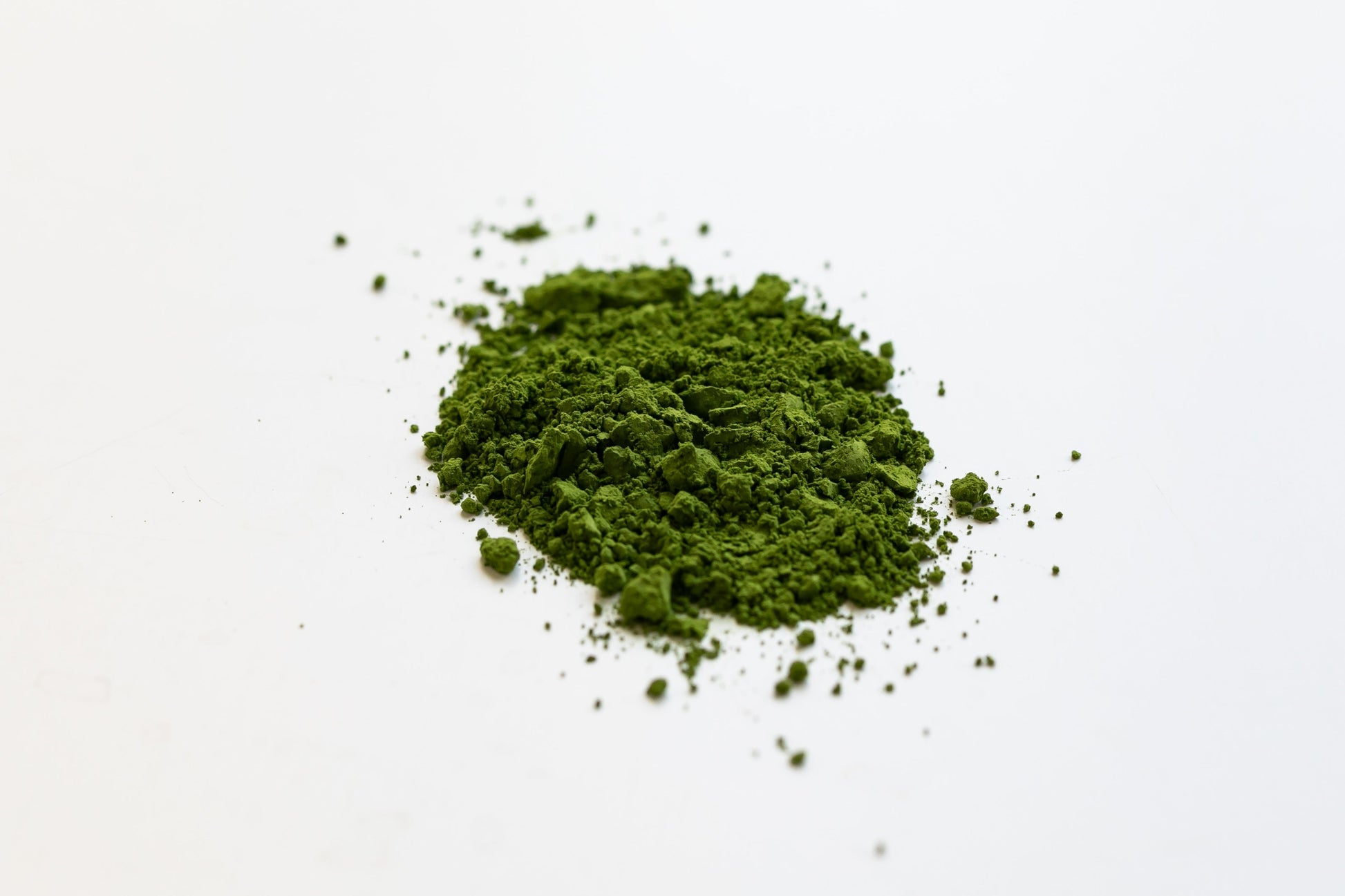 Matcha powder on a white background