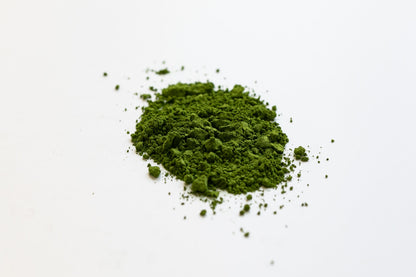Matcha powder on a white background